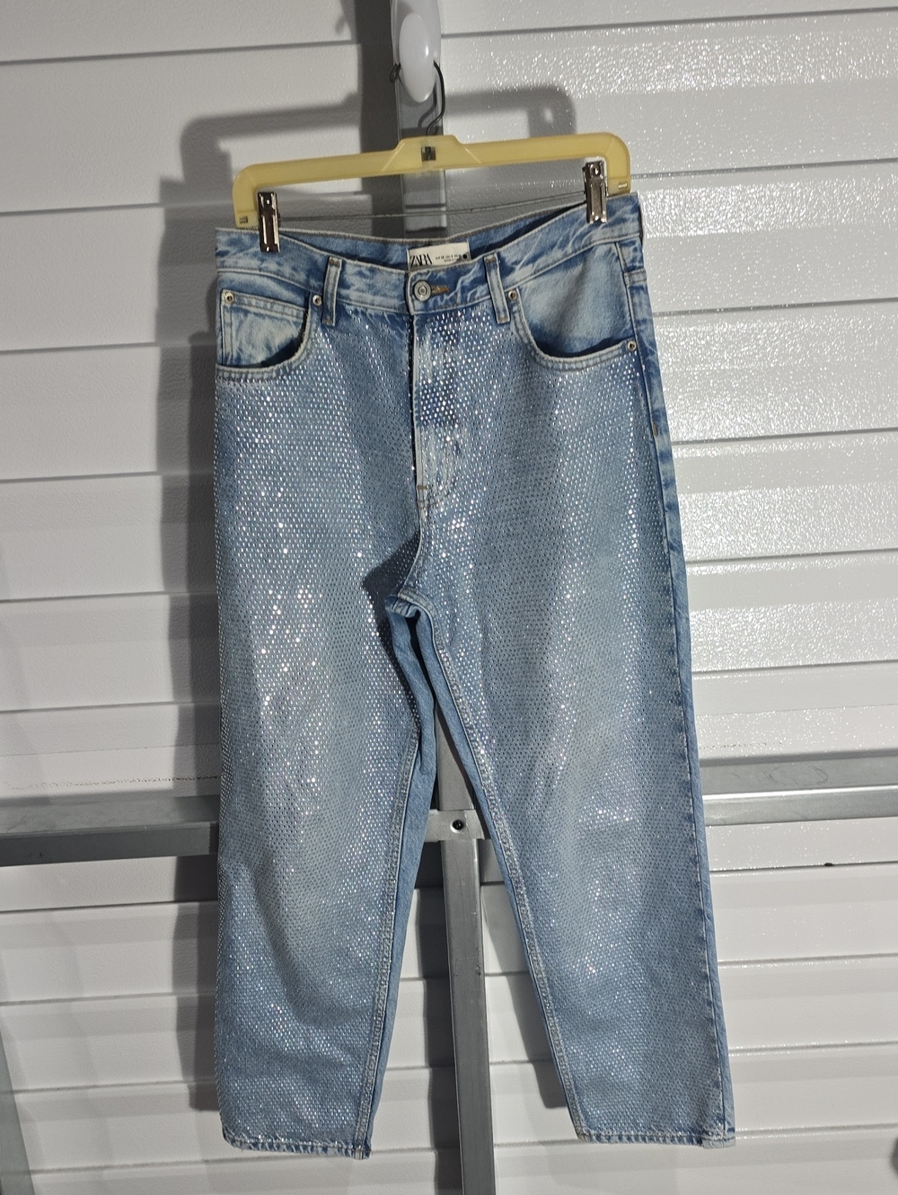 Zara Shimmery High Waist Wide Leg‎ Jeans Size USA 6